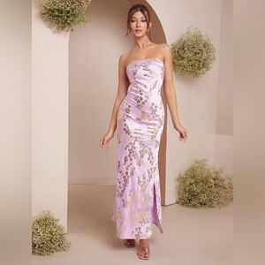 Elegant Floral Strapless Dress